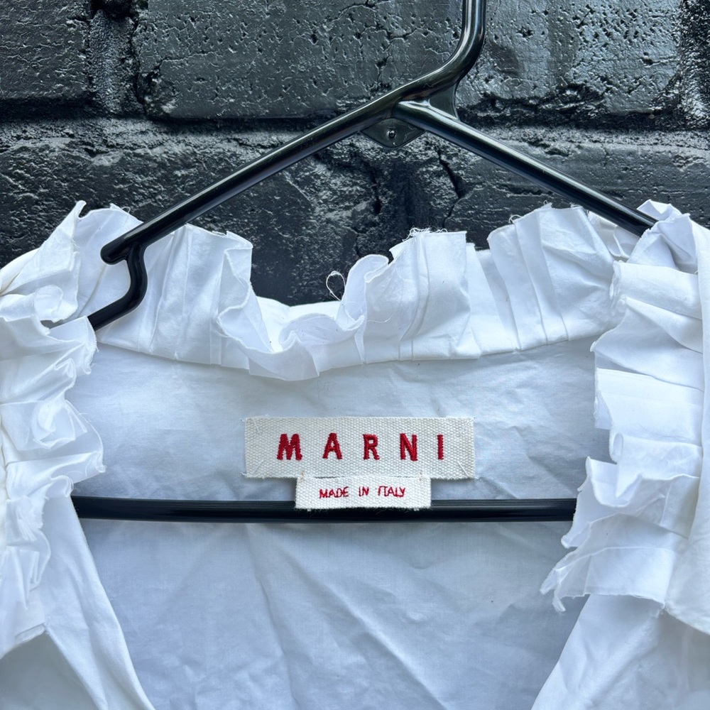 Marni Crisp White Ruffle Collar Shirt